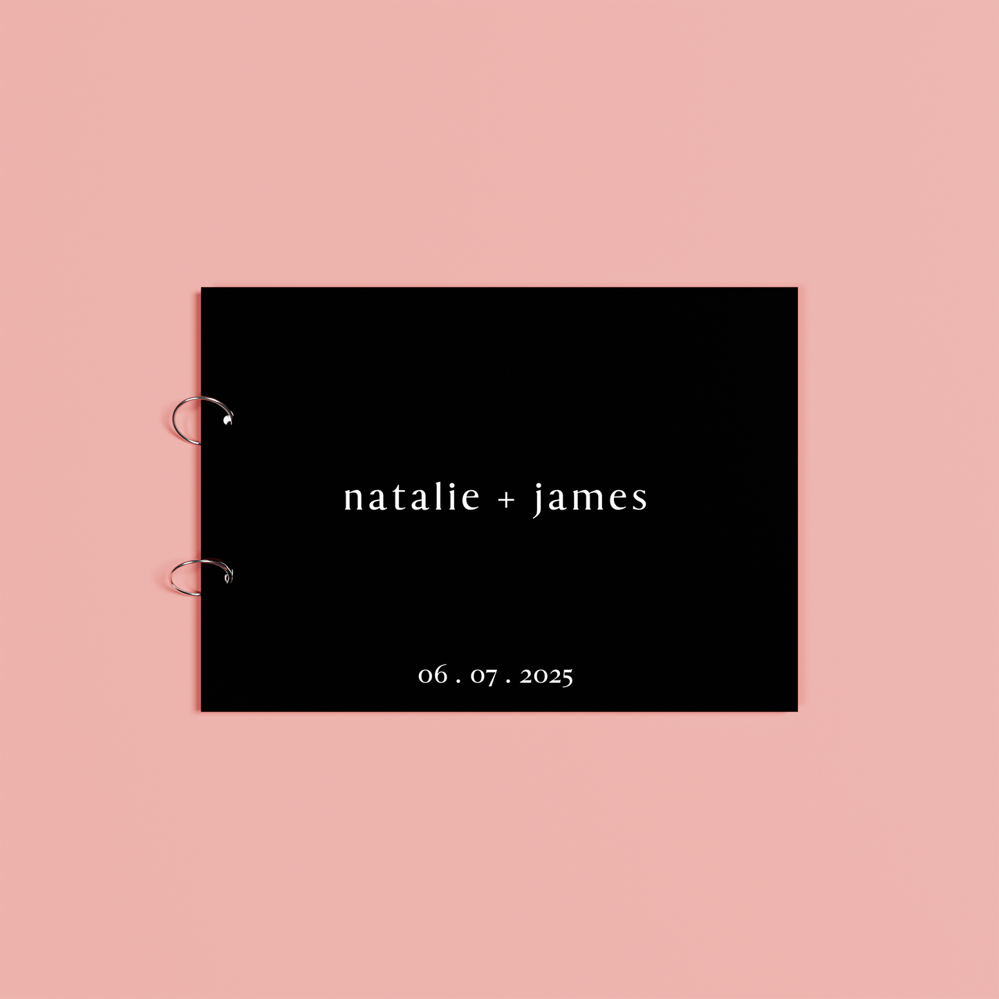 Luna personalised guest book, white text on black acrylic | Saint Sauvant Auckland NZ