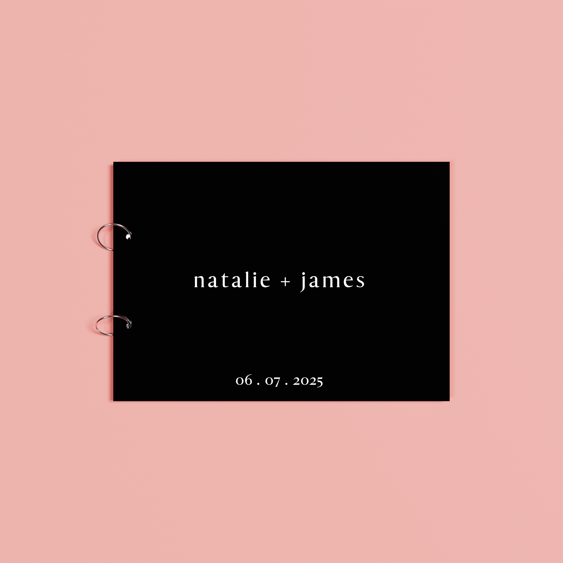 Luna personalised guest book, white text on black acrylic | Saint Sauvant Auckland NZ