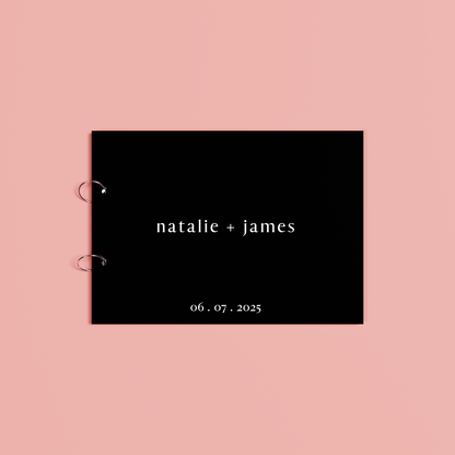 Luna personalised guest book, white text on black acrylic | Saint Sauvant Auckland NZ