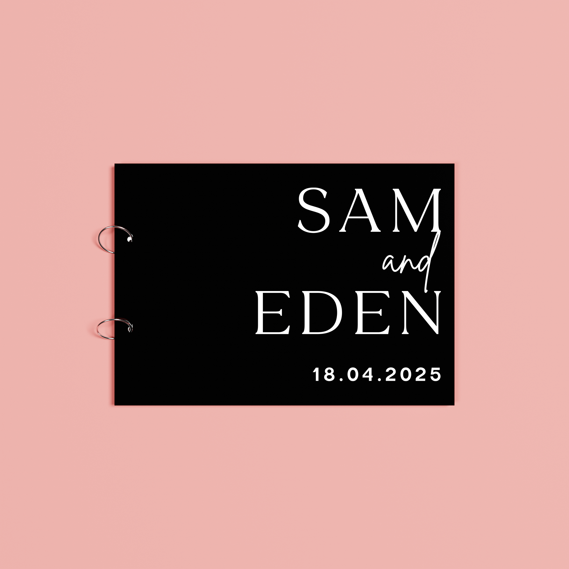 Sienna personalised guest book, white text on black acrylic | Saint Sauvant Auckland NZ