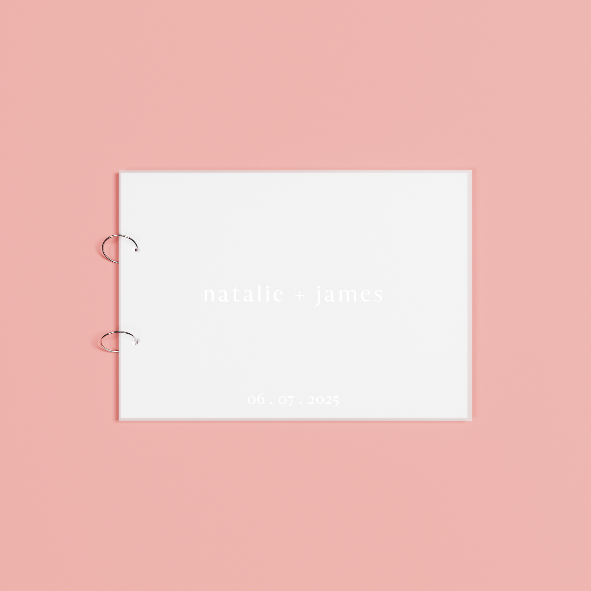 Luna personalised guest book, white text on frosted acrylic | Saint Sauvant Auckland NZ