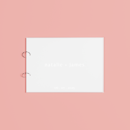 Luna personalised guest book, white text on frosted acrylic | Saint Sauvant Auckland NZ
