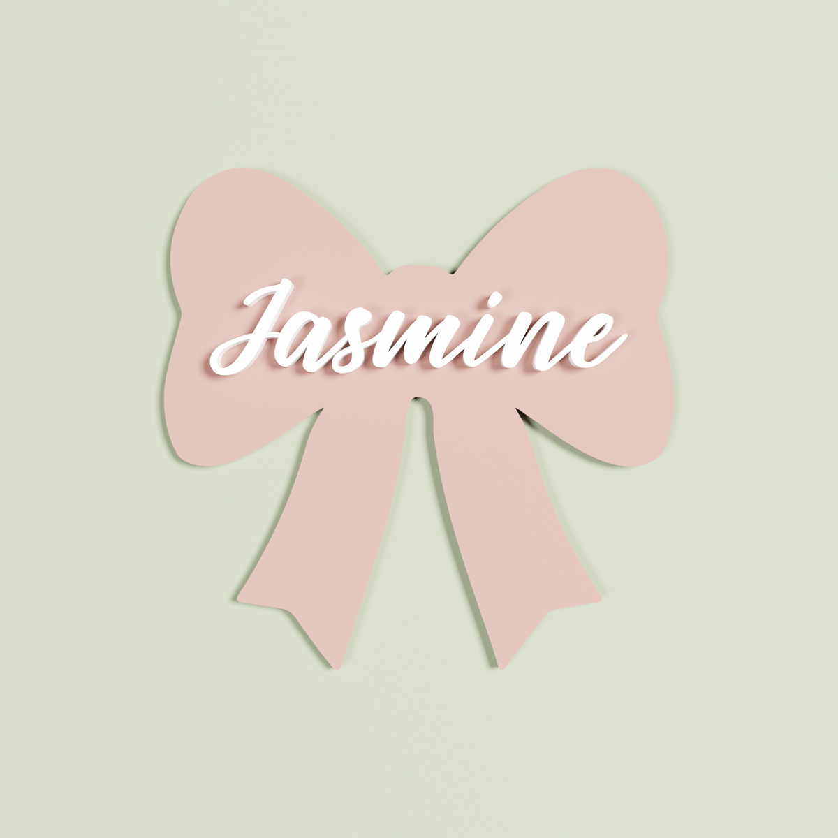 Personalised Double Layered Blush acrylic Bow 'Jasmine' in white acrylic | Saint Sauvant Auckland NZ