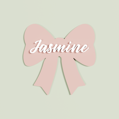 Personalised Double Layered Blush acrylic Bow 'Jasmine' in white acrylic | Saint Sauvant Auckland NZ