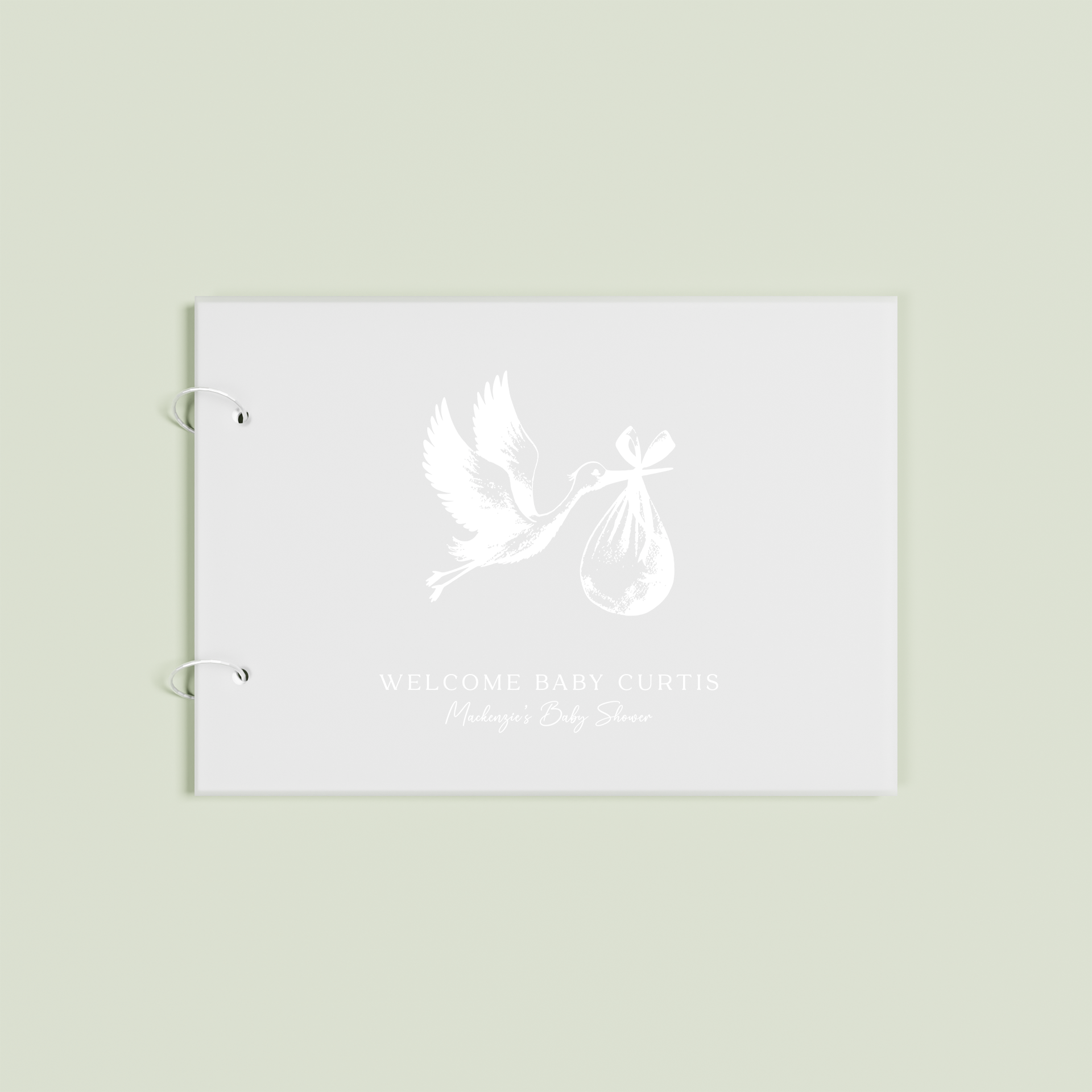 Joie personalised guest book, white text on frosted acrylic | Saint Sauvant Auckland NZ