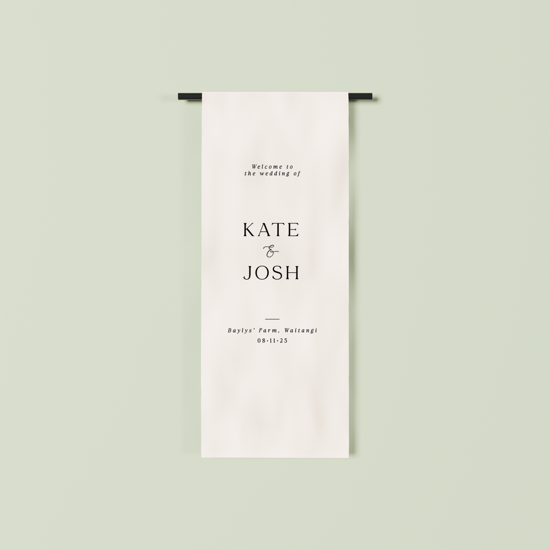 Marseille fabric welcome sign in white 1.5m | Saint Sauvant Auckland NZ
