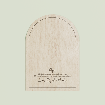Noah wooden handprint plaque with plain border and engraved text | Saint Sauvant Auckland NZ