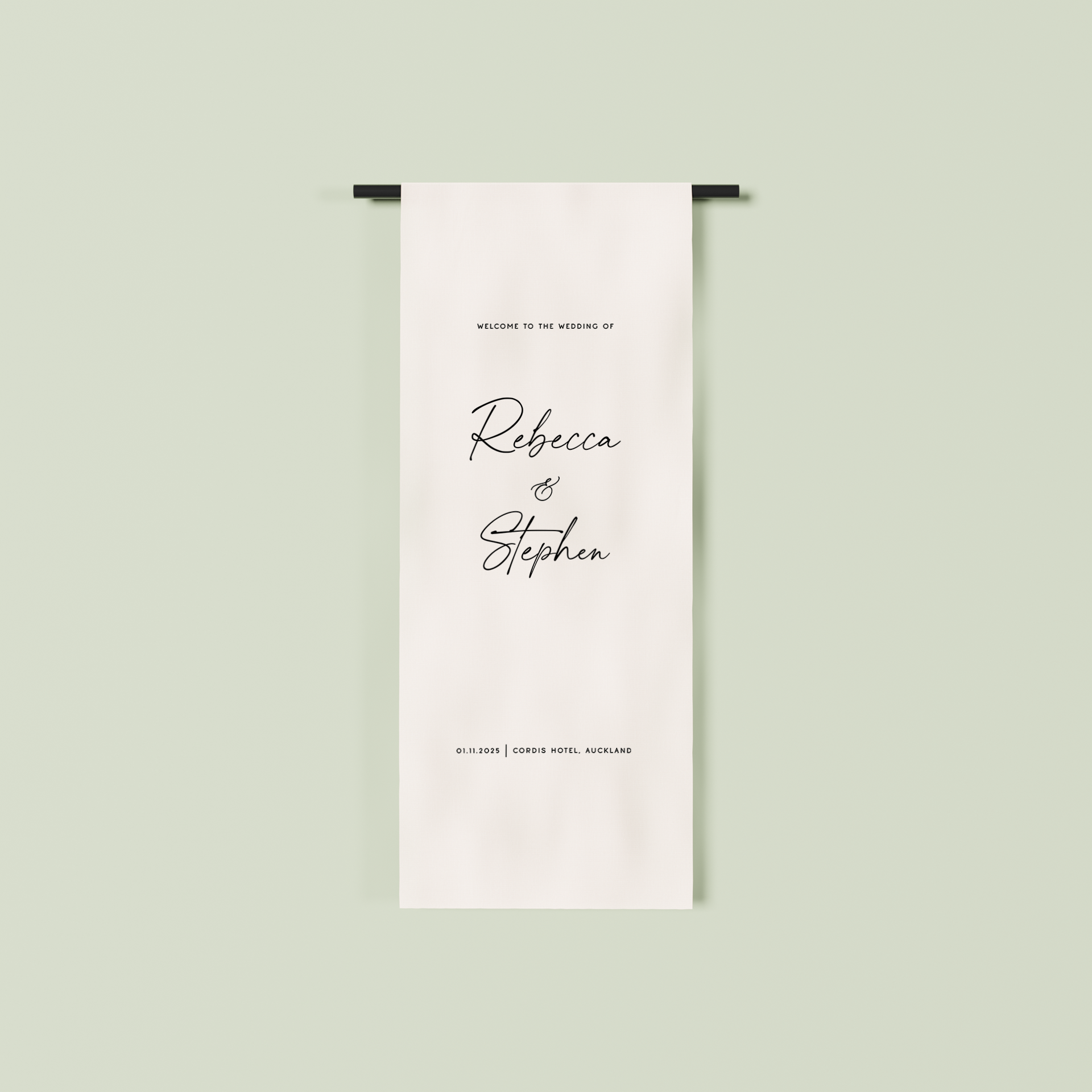 Paris fabric welcome sign in white 1.5m | Saint Sauvant Auckland NZ