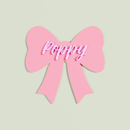 Personalised Double Layered Strawberry acrylic Bow 'Poppy' in Light Pink acrylic | Saint Sauvant Auckland NZ