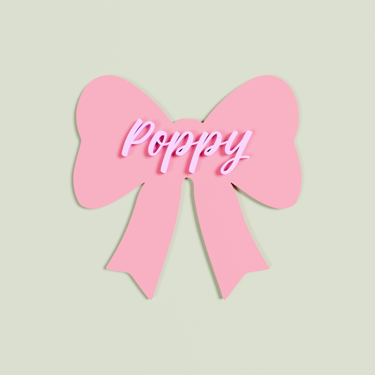 Personalised Double Layered Strawberry acrylic Bow 'Poppy' in Light Pink acrylic | Saint Sauvant Auckland NZ