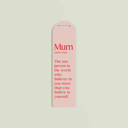 Tilleul acrylic bookmark with red text on blush acrylic | Saint Sauvant Auckland NZ