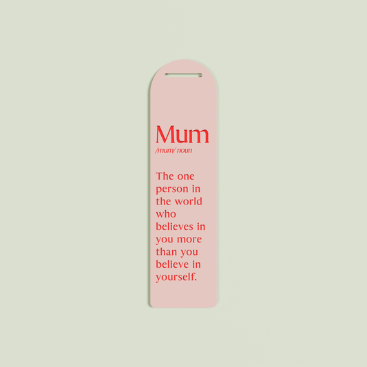 Tilleul acrylic bookmark with red text on blush acrylic | Saint Sauvant Auckland NZ