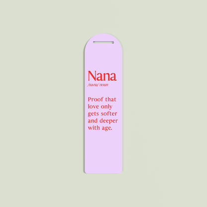 Lavande acrylic bookmark with red text on lavender acrylic | Saint Sauvant Auckland NZ
