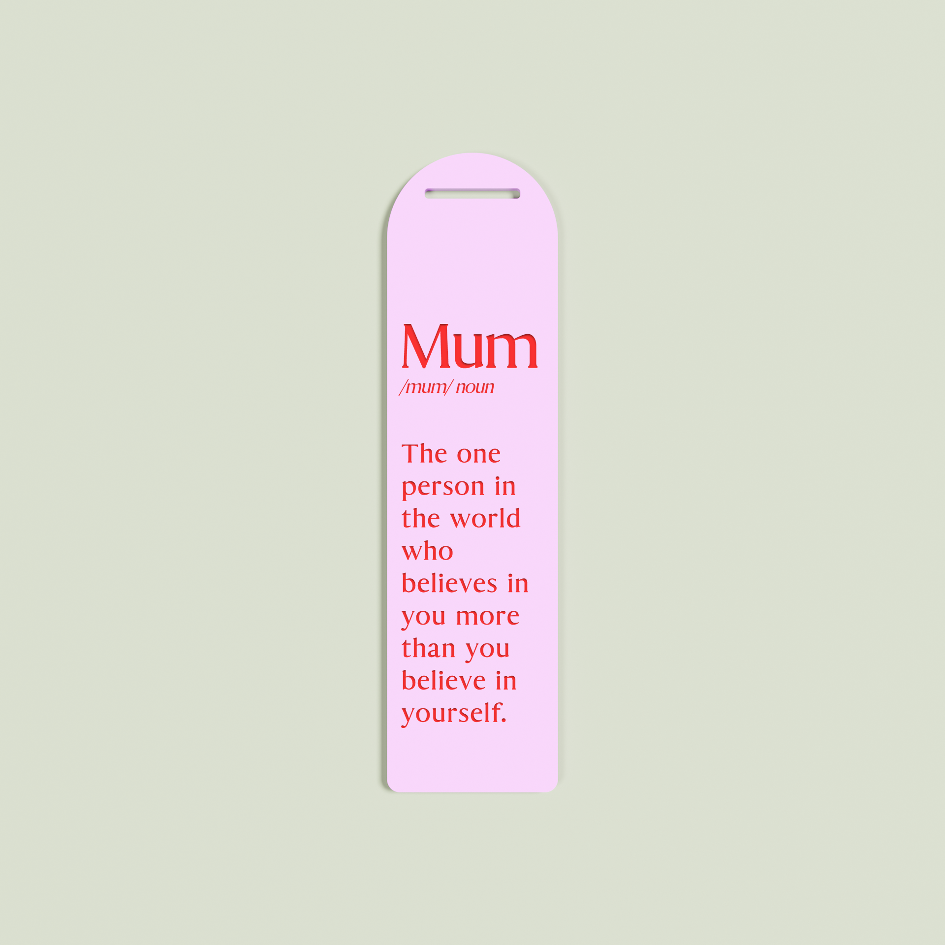 Tilleul acrylic bookmark with red text on light pink acrylic | Saint Sauvant Auckland NZ