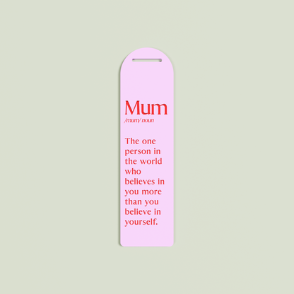 Tilleul acrylic bookmark with red text on light pink acrylic | Saint Sauvant Auckland NZ