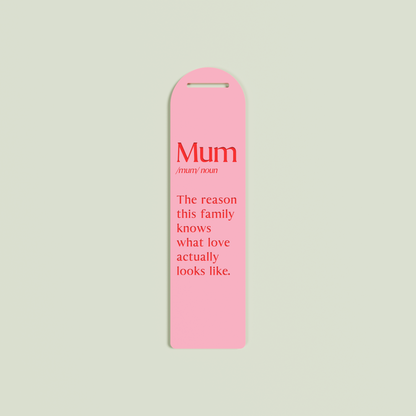 Maggiorana acrylic bookmark with red text on strawberry acrylic | Saint Sauvant Auckland NZ