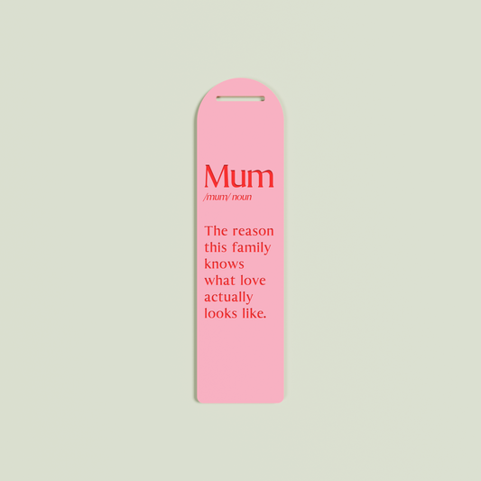 Maggiorana acrylic bookmark with red text on strawberry acrylic | Saint Sauvant Auckland NZ