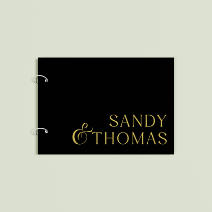Reverie personalised guest book, gold text on black acrylic | Saint Sauvant Auckland NZ