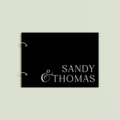Reverie personalised guest book, white text on black acrylic | Saint Sauvant Auckland NZ