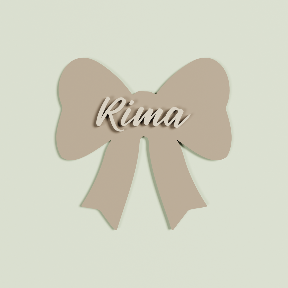 Personalised Double Layered Light brown acrylic Bow 'Rima' in Oat acrylic | Saint Sauvant Auckland NZ