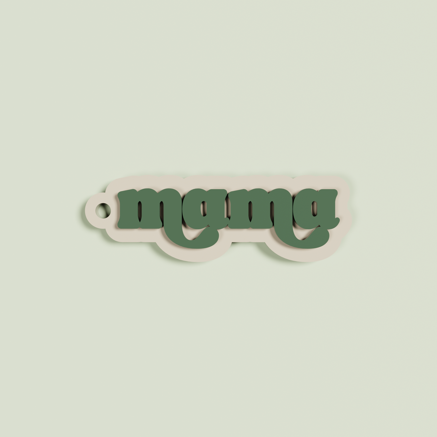 Marmo double layered acrylic retro mama with sage text on oat acrylic | Saint Sauvant Auckland NZ