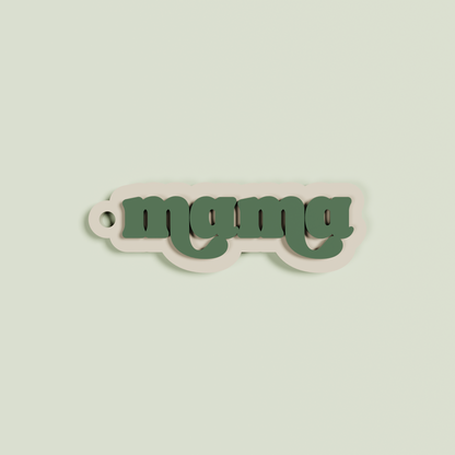 Marmo double layered acrylic retro mama with sage text on oat acrylic | Saint Sauvant Auckland NZ