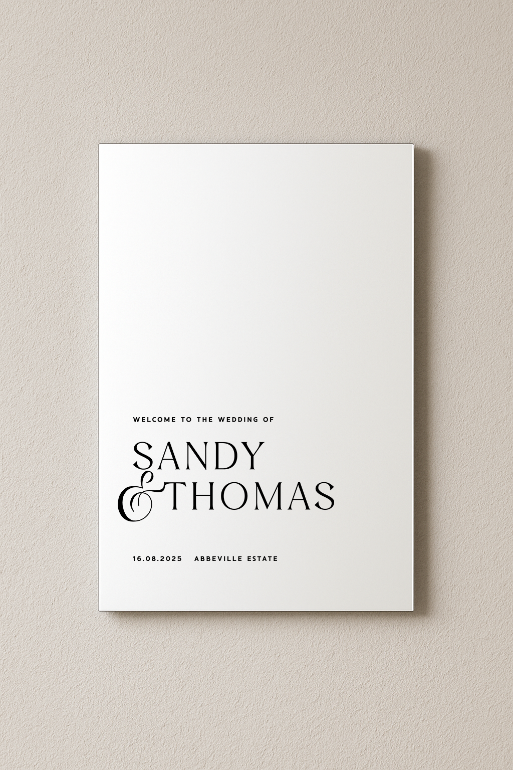 Venice acrylic welcome sign, black text on white acrylic | Saint Sauvant Auckland NZ