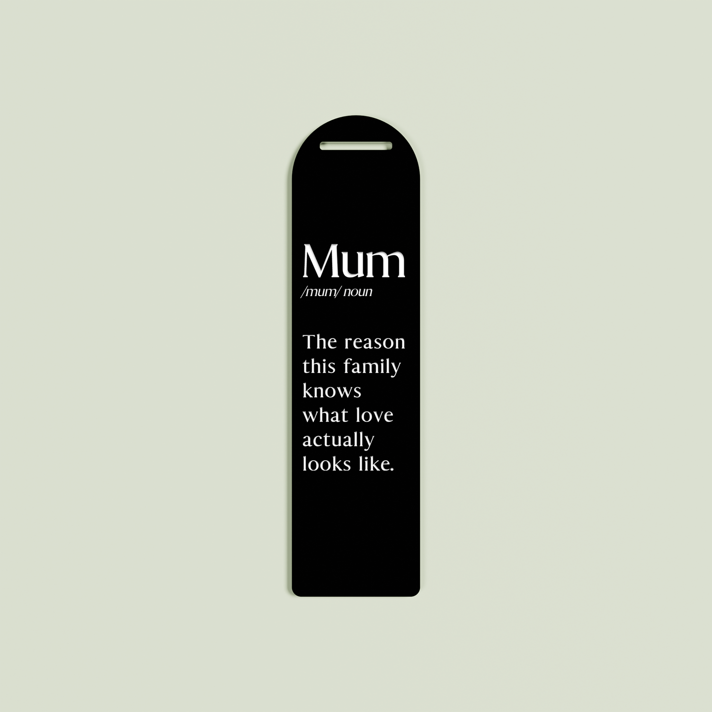 Maggiorana acrylic bookmark with white text on black acrylic | Saint Sauvant Auckland NZ