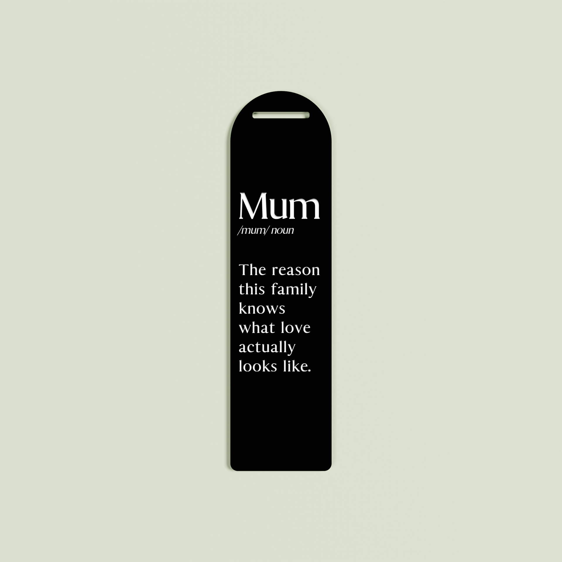 Maggiorana acrylic bookmark with white text on black acrylic | Saint Sauvant Auckland NZ