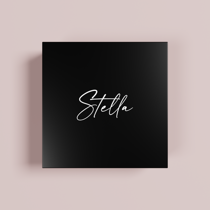 Bloom personalised gift box, white text on black acrylic | Saint Sauvant Auckland NZ