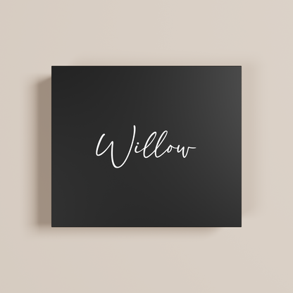 Lily personalised gift box, white text on black acrylic | Saint Sauvant Auckland NZ