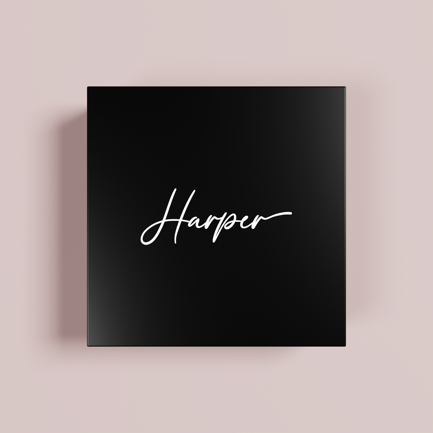 Petal personalised gift box, white text on black acrylic | Saint Sauvant Auckland NZ