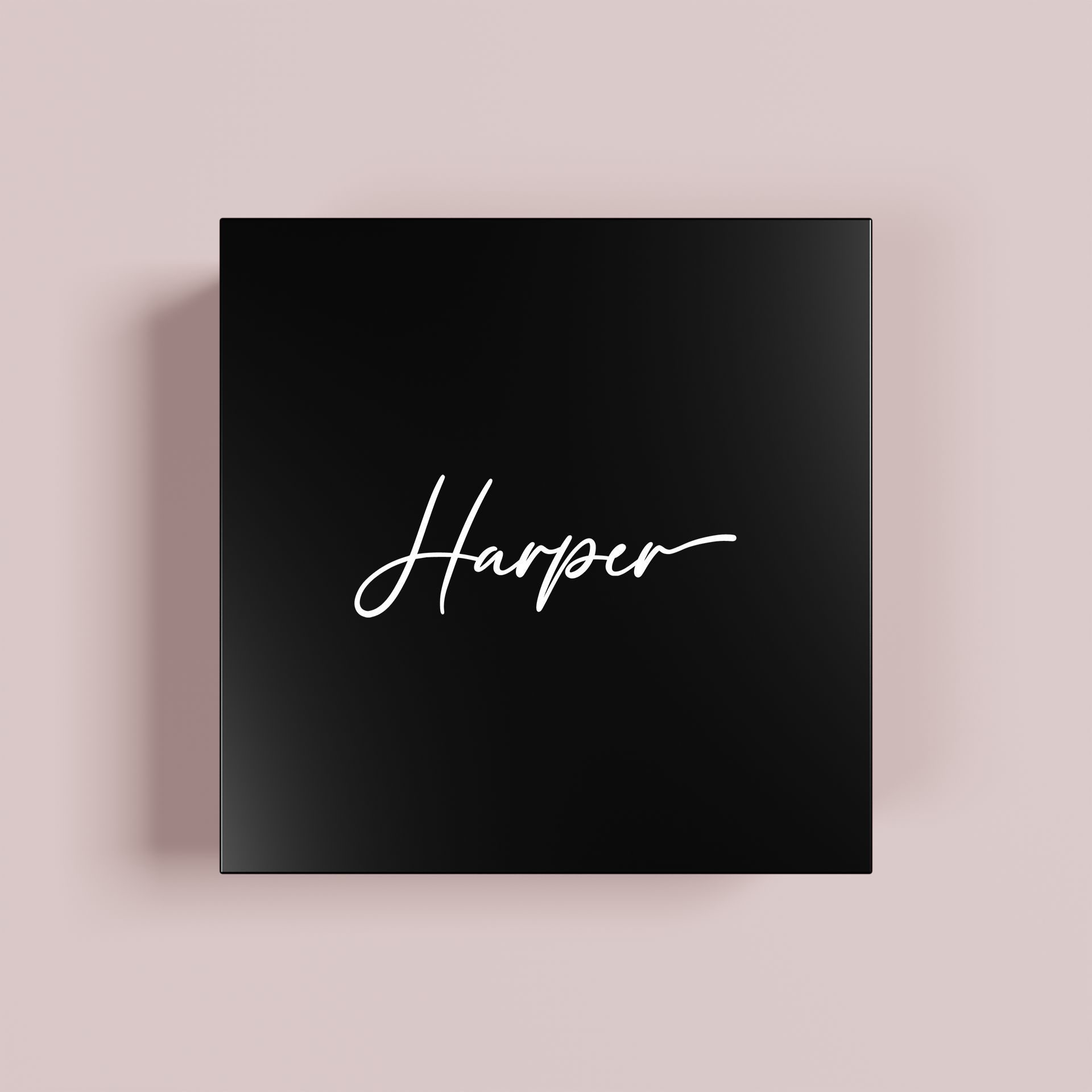 Petal personalised gift box, white text on black acrylic | Saint Sauvant Auckland NZ