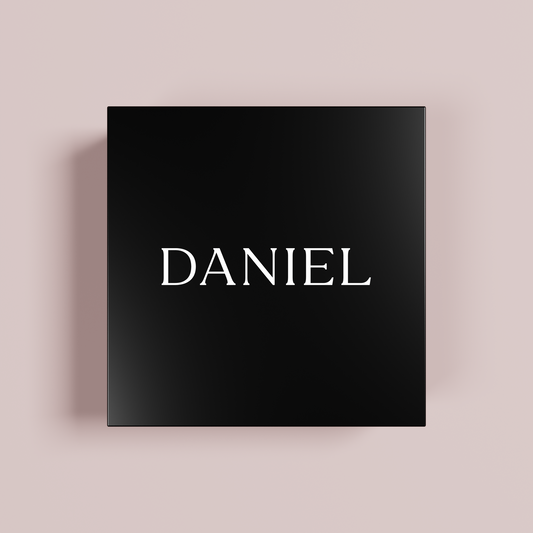 Willow personalised gift box, white text on black acrylic | Saint Sauvant Auckland NZ