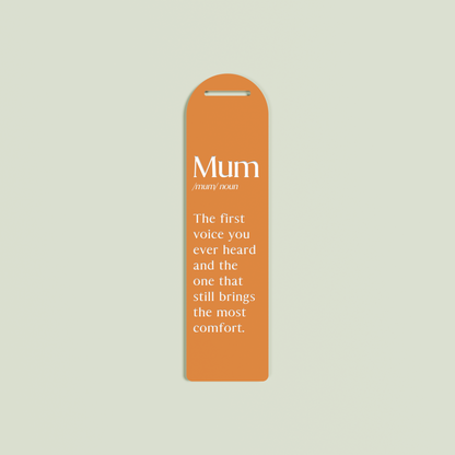 Alloro acrylic bookmark with white text on clementine acrylic | Saint Sauvant Auckland NZ