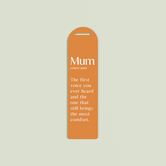 Alloro acrylic bookmark with white text on clementine acrylic | Saint Sauvant Auckland NZ