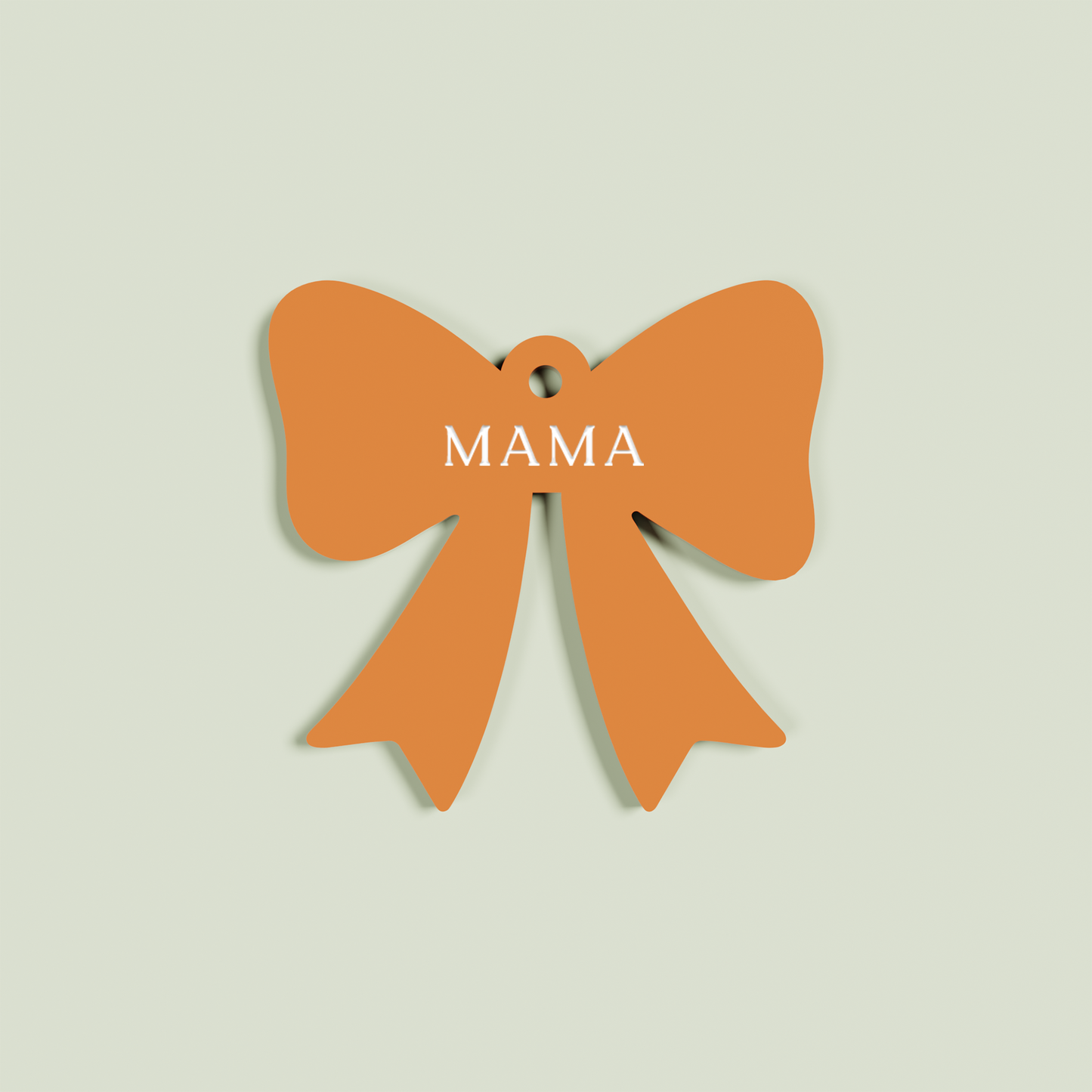 Venato acrylic bow keyring with white 'mama' text on clementine acrylic | Saint Sauvant Auckland NZ