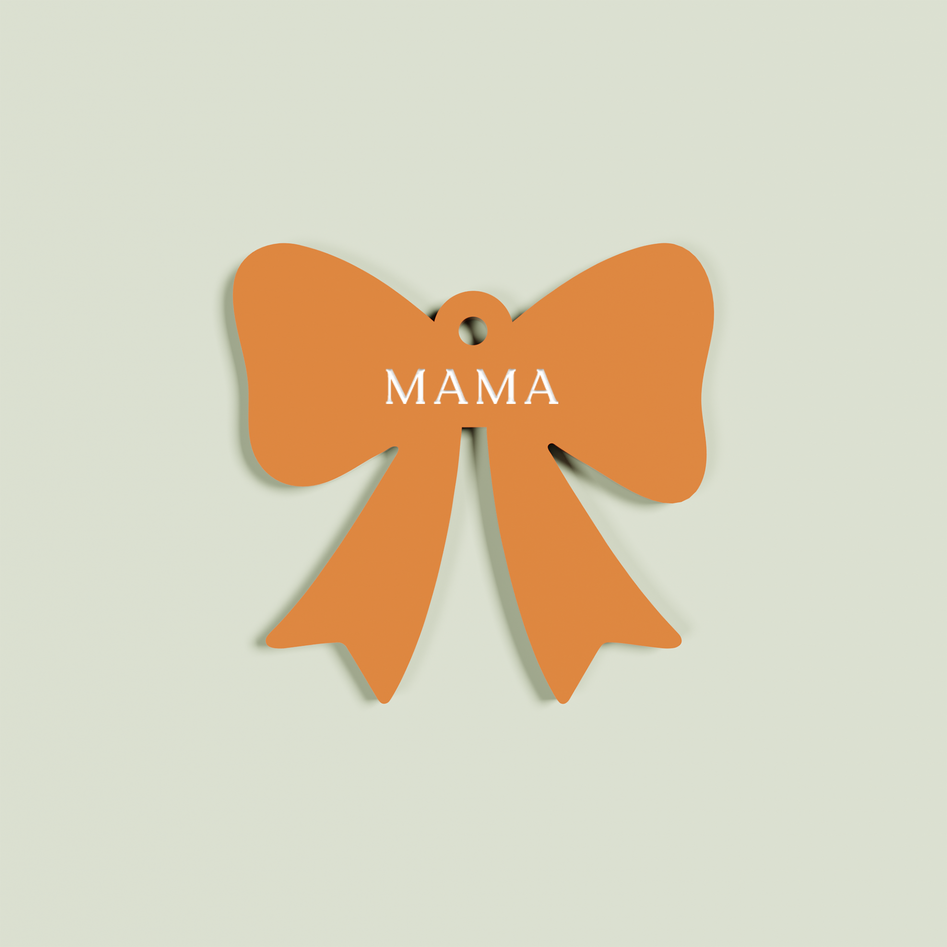 Venato acrylic bow keyring with white 'mama' text on clementine acrylic | Saint Sauvant Auckland NZ