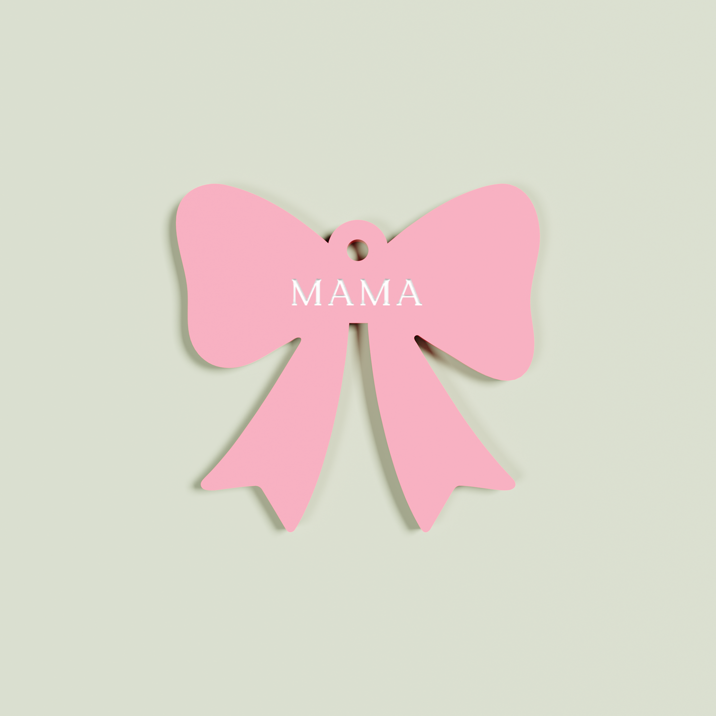 Venato acrylic bow keyring with white 'mama' text on strawberry acrylic | Saint Sauvant Auckland NZ