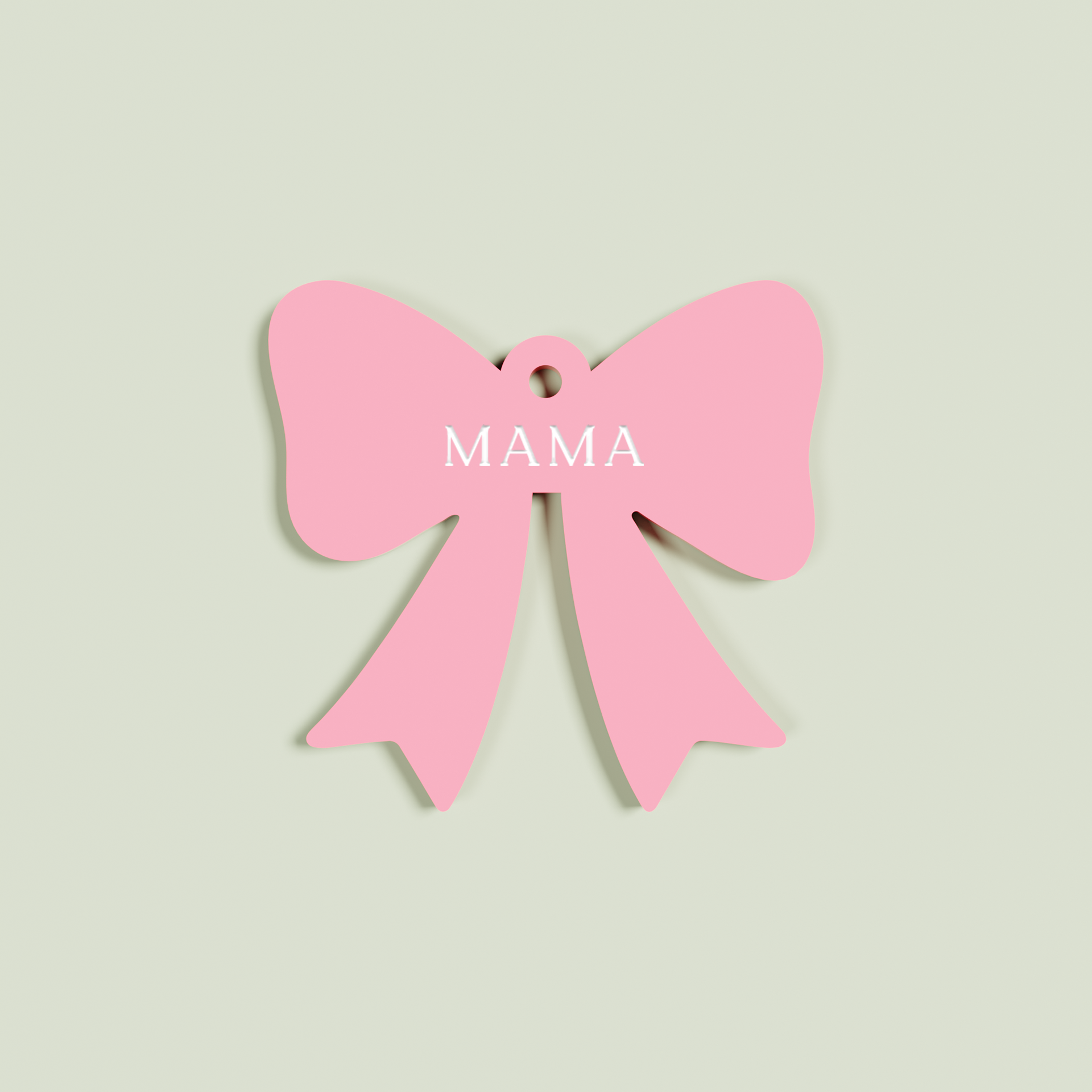 Venato acrylic bow keyring with white 'mama' text on strawberry acrylic | Saint Sauvant Auckland NZ