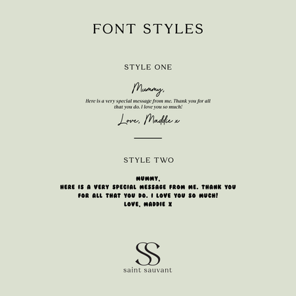 Wooden handprint plaque font style selection guide | Saint Sauvant Auckland NZ