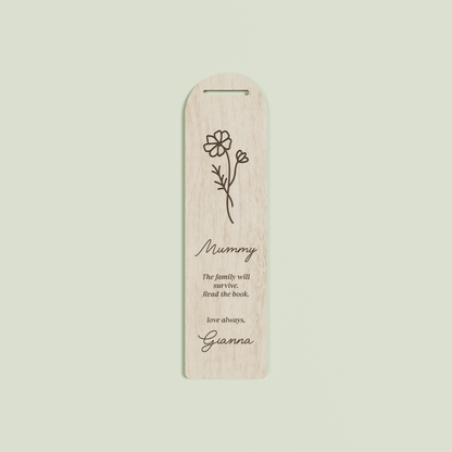 Lierre wooden bookmark with an engraved floral design and text | Saint Sauvant Auckland NZ