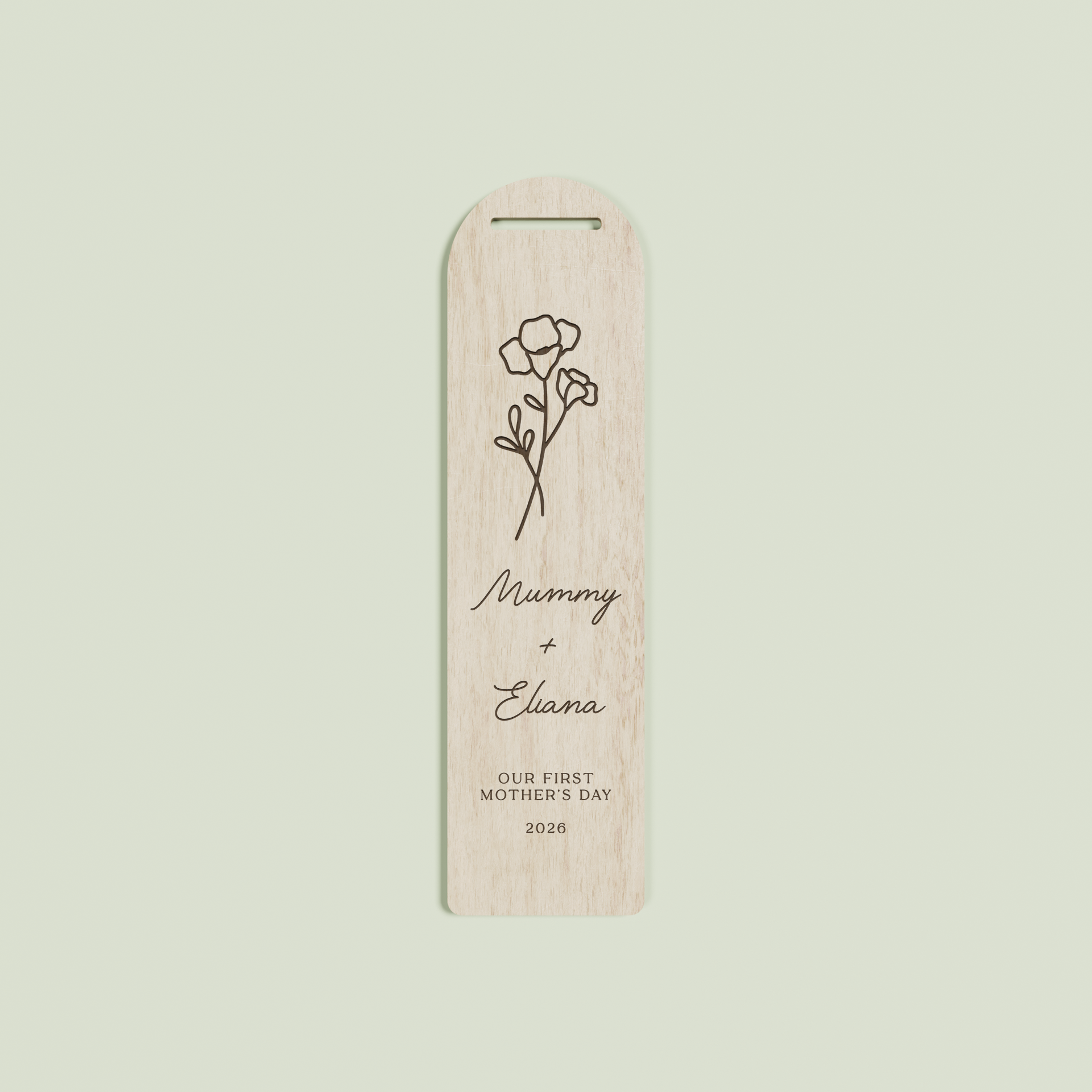 Verveine wooden bookmark with an engraved floral design and text | Saint Sauvant Auckland NZ
