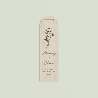 Verveine wooden bookmark with an engraved floral design and text | Saint Sauvant Auckland NZ